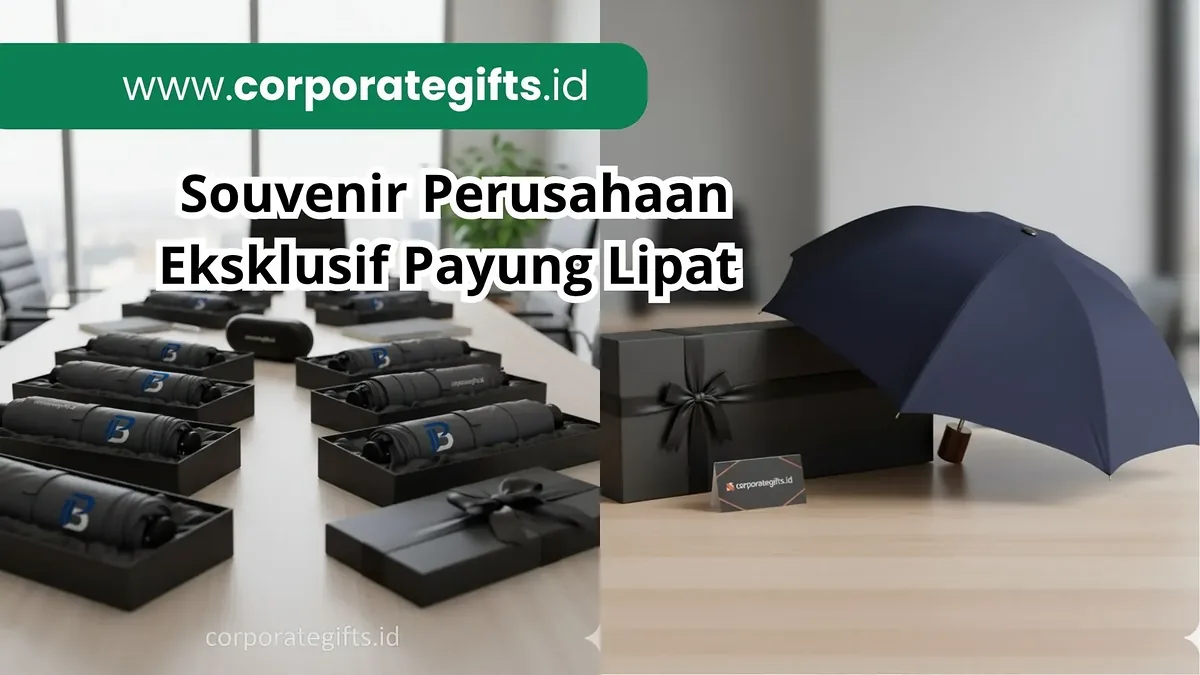 Souvenir perusahaan BNI payung lipat eksklusif untuk acara bisnis | CorporateGifts.ID